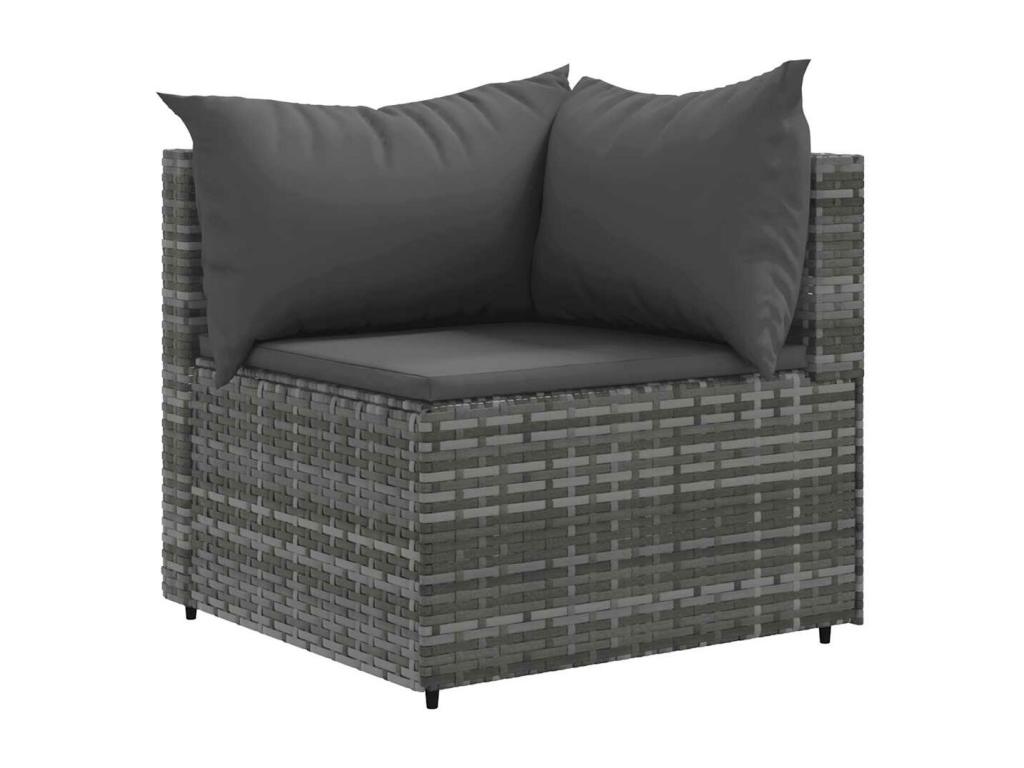 7-piece garden furniture set with cushions, grey woven resin, 41643XWEA