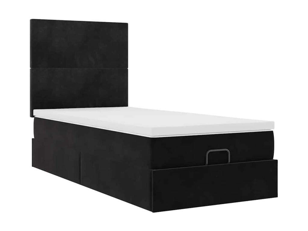 Nidchicshop bed frame with black velvet mattress 90x200 cm 54143JBZI
