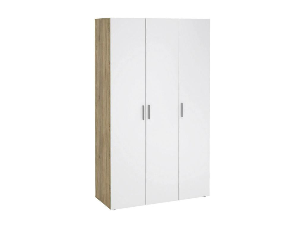 Nidchicshop 3-Door Wardrobe, Bedroom Furniture, Walk-in Closet, Clothes Storage, 118x50x201 cm, Oak and White, 67634YKTW