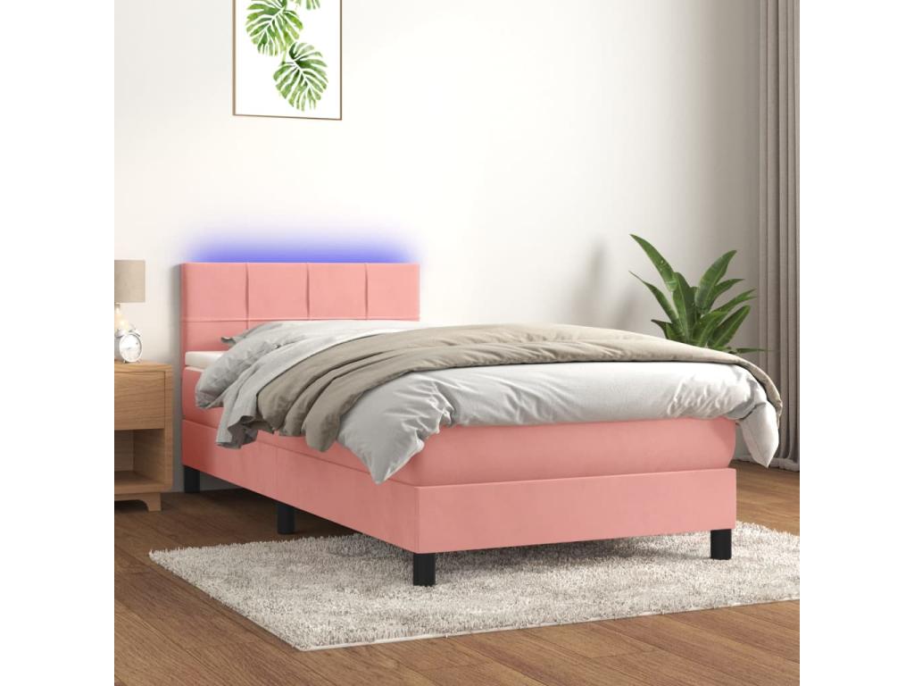 Calmetop bed base with mattress and LED light, pink, 80x200 cm, 31562QHJQ