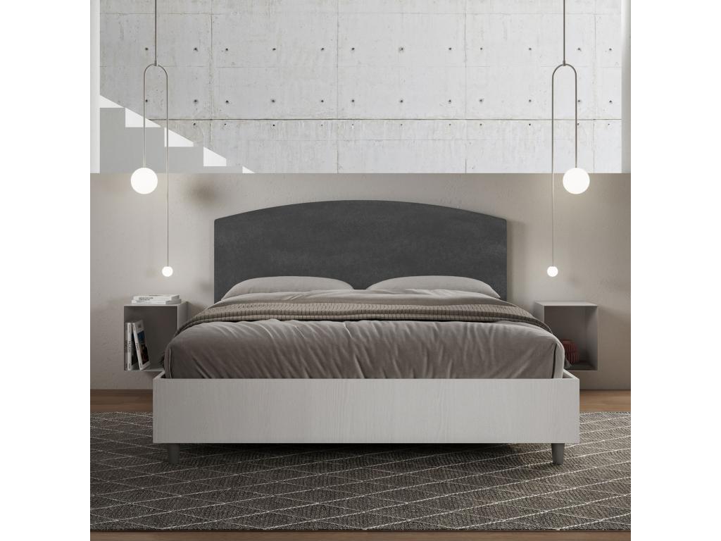 Bohometop 47987GLQF 160x190 Storage Bed with White Ash Frame and Grey Microfiber Headboard