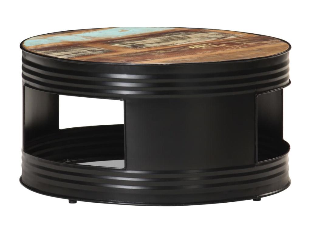 Coffee table, black, 68x68x36 cm, solid reclaimed wood, 74454BZJX