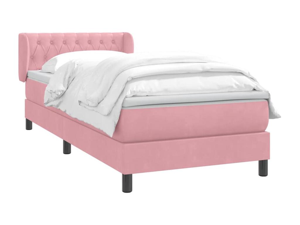 Bohometop bed base with pink velvet mattress 80x210 cm 35978UNLP