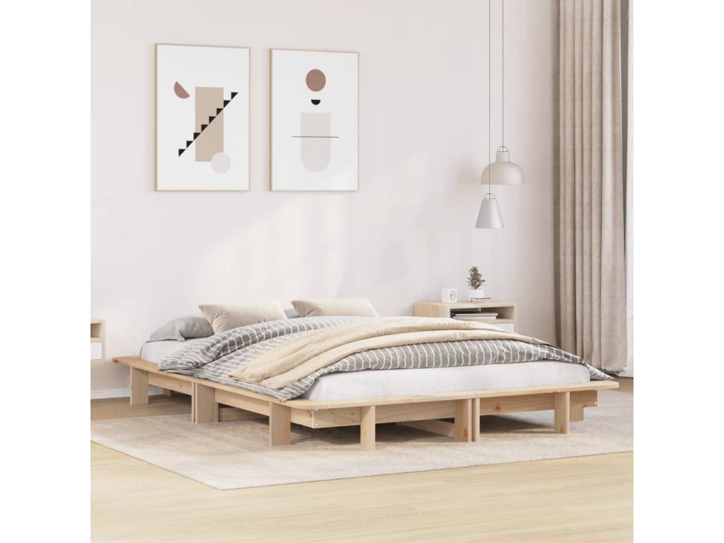 Bed frame without mattress 135x190 cm solid pine wood 07772YTAC