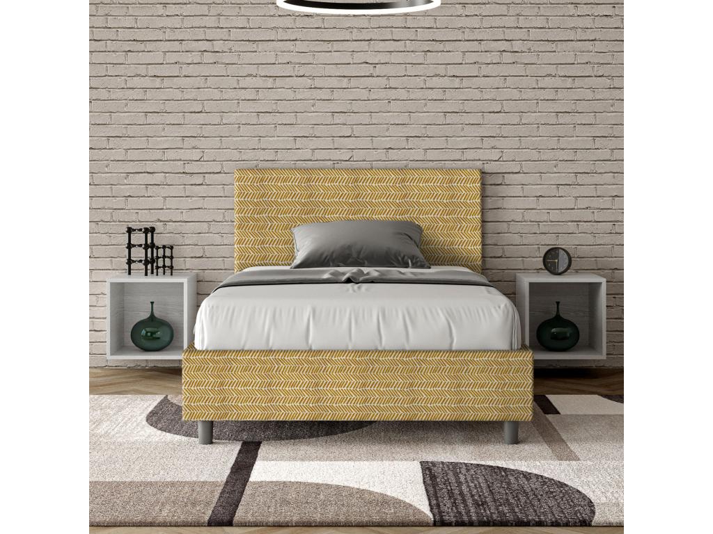 Single bed with storage, upholstered, 120x200 cm, Nidchicshop fabric, yellow, Nidchicshop 21425LETS