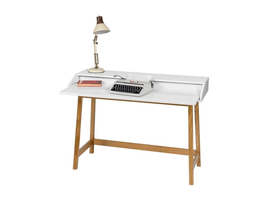 St Calmetop Designer Desk with Sliding Top, 116cm Oak/White 11734WZEI