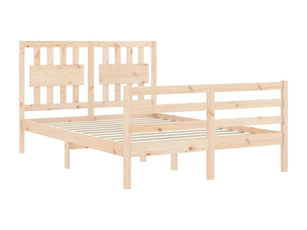 Bed frame with headboard, small double bed, solid wood, 59910PYSP