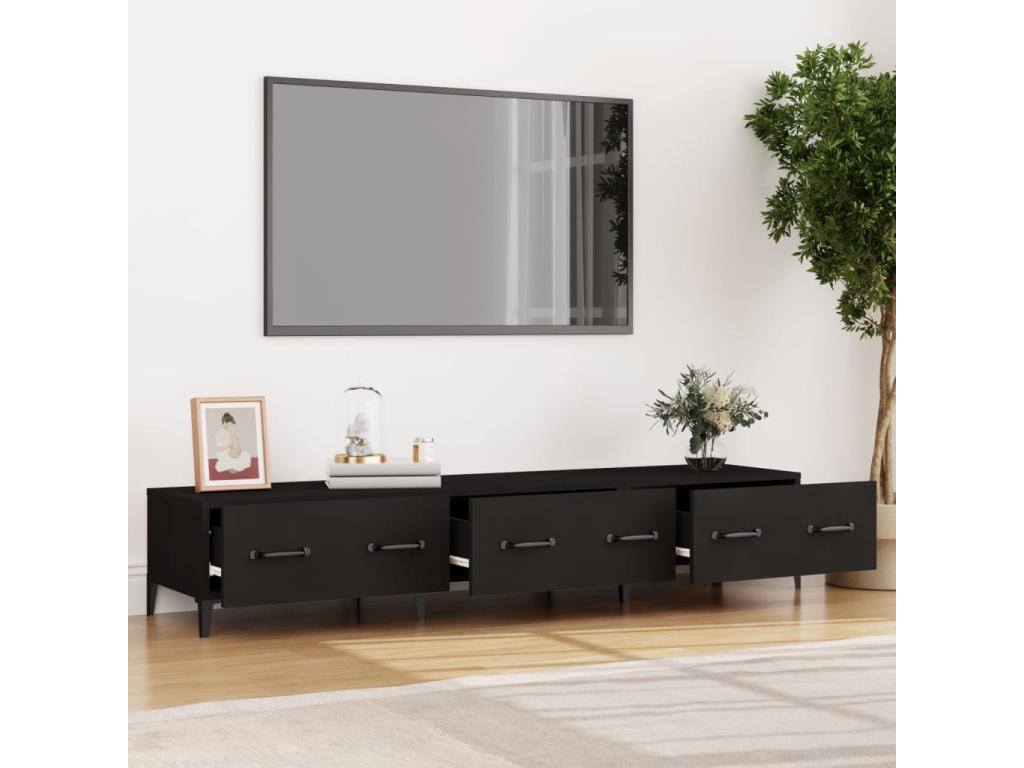 Black TV stand 150x34.5x30 cm Engineered wood 75098SQII