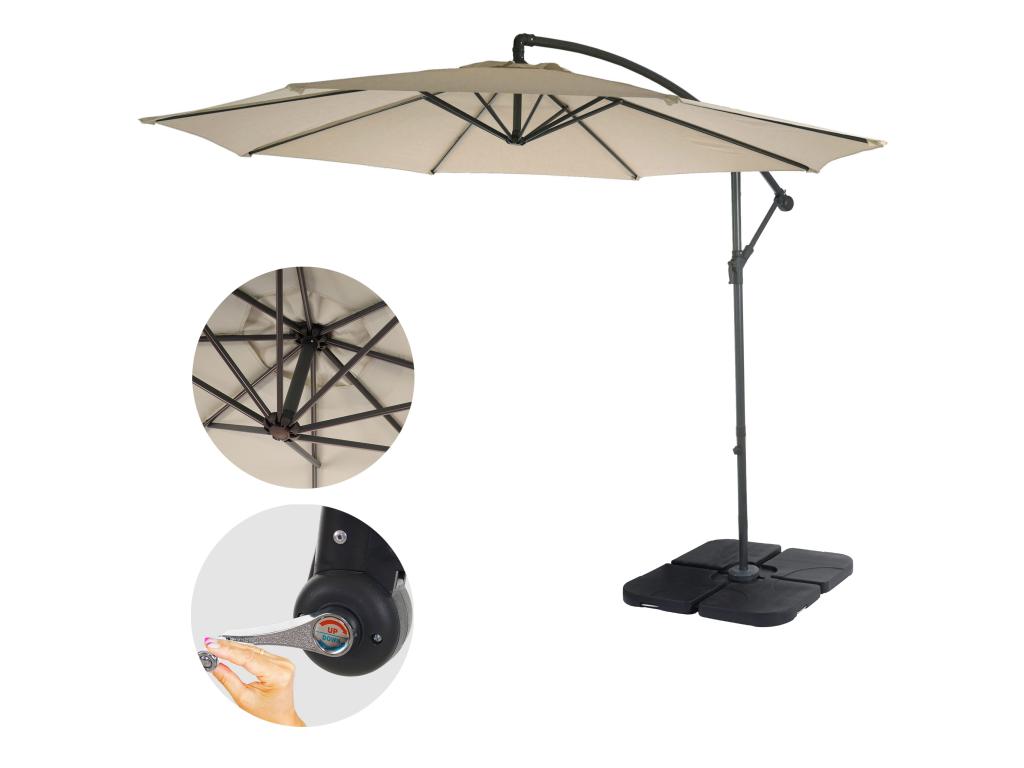 Nidchicshop 3m Semi-Offset Sunshade - Cream with Stand 41287SGBH