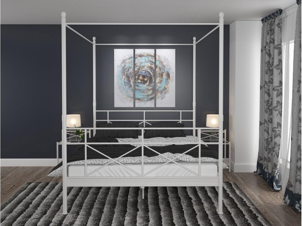 Thora - 180cm White Metal Four-Poster Bed 63537CGRZ