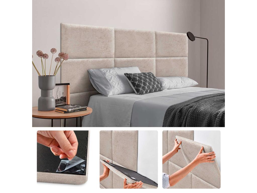 Bohometop Pack of 1 Self-Adhesive Eco-Friendly Wool Padded Wall Panel for Acoustic Protection Against Impact, Beige, 50x40 cm x1, 98444NLCA