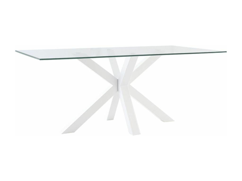 Calmetop Modern Dining Table – Tempered Glass and Metal Legs – Black – Width 180 cm 78453MRHM