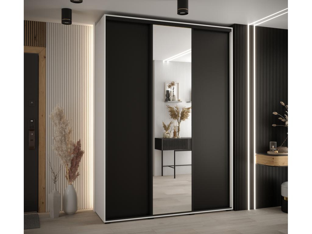 Nidchicshop 3-Door Sliding Wardrobe 235.2/180/45 3 Doors White/Black/Black 72900EFWU