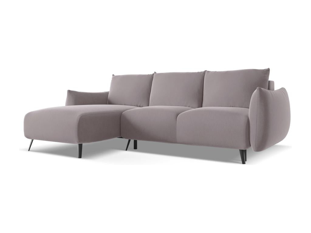 Left-hand corner sofa bed in velvet - lavender - Calmetop 38647NZTC