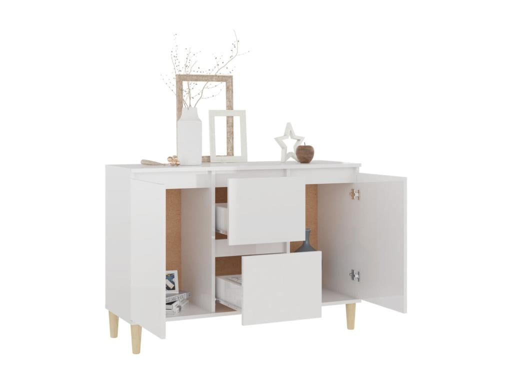 High-gloss white sideboard 103.5x35x70 cm Chipboard 10454DYMK