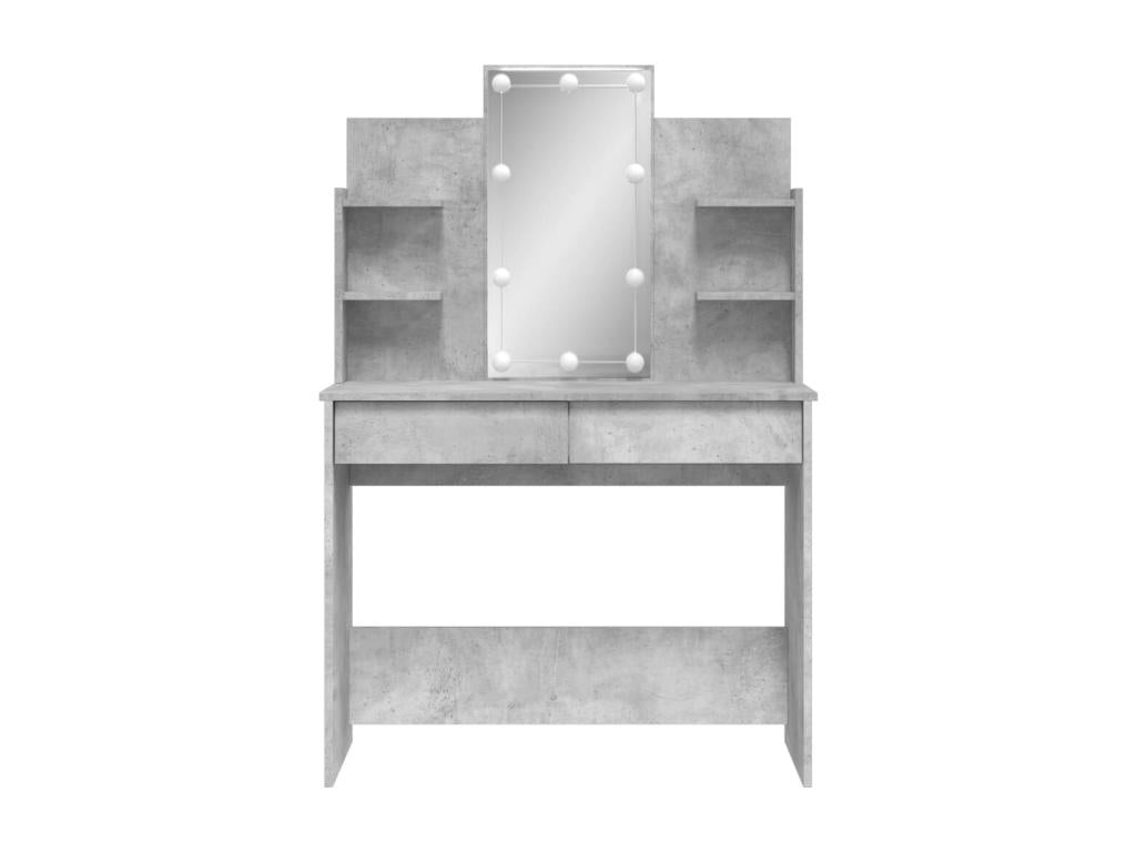 Dressing table with Nidchicshopères LED lights, concrete grey, 96x40x142 cm, 68098WIPK