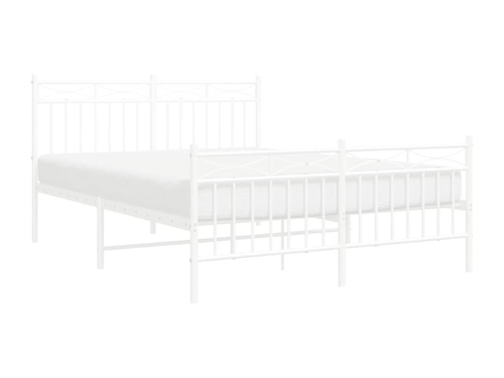 Metal bed frame with headboard/footboard, white, 140x190cm, 98293MDUP