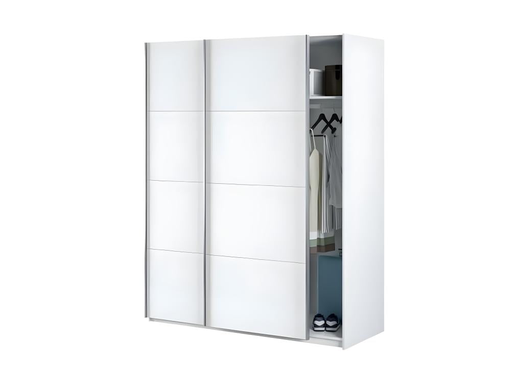 Wardrobe with 2 sliding doors, white, Nidchicshop - Length 150 x Depth 60 x Height 200 cm 61272IQRX