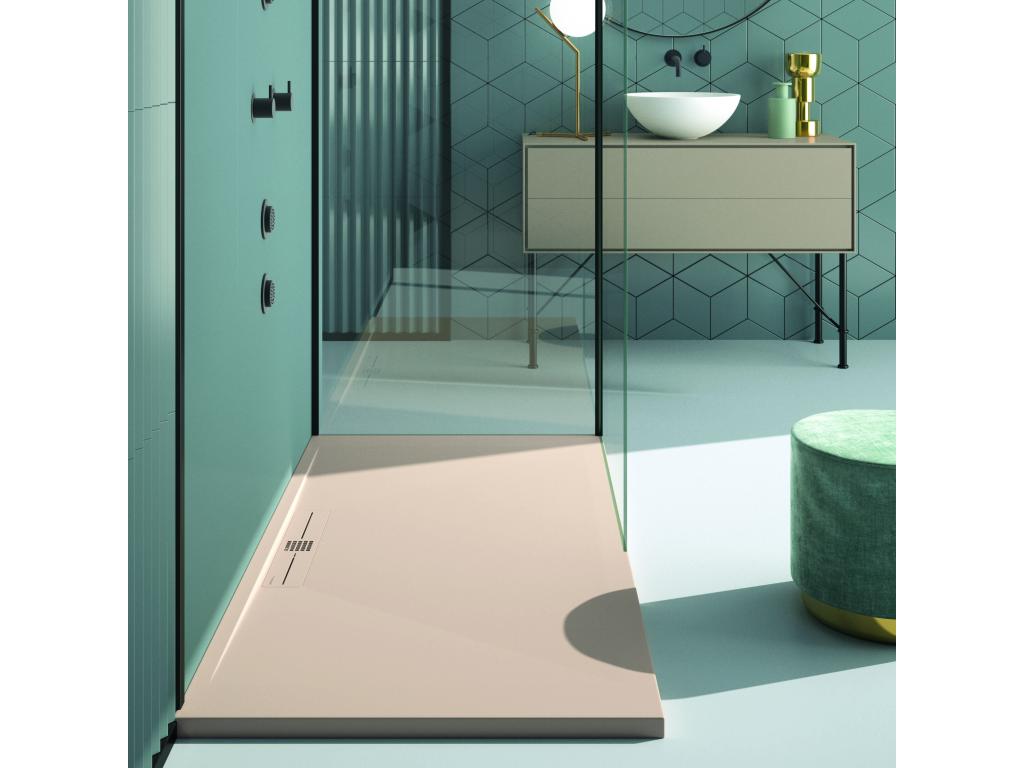 Calmetop Cream Smooth Finish Shower Tray with Colored Grid - 90x70 cm 95405YNVB