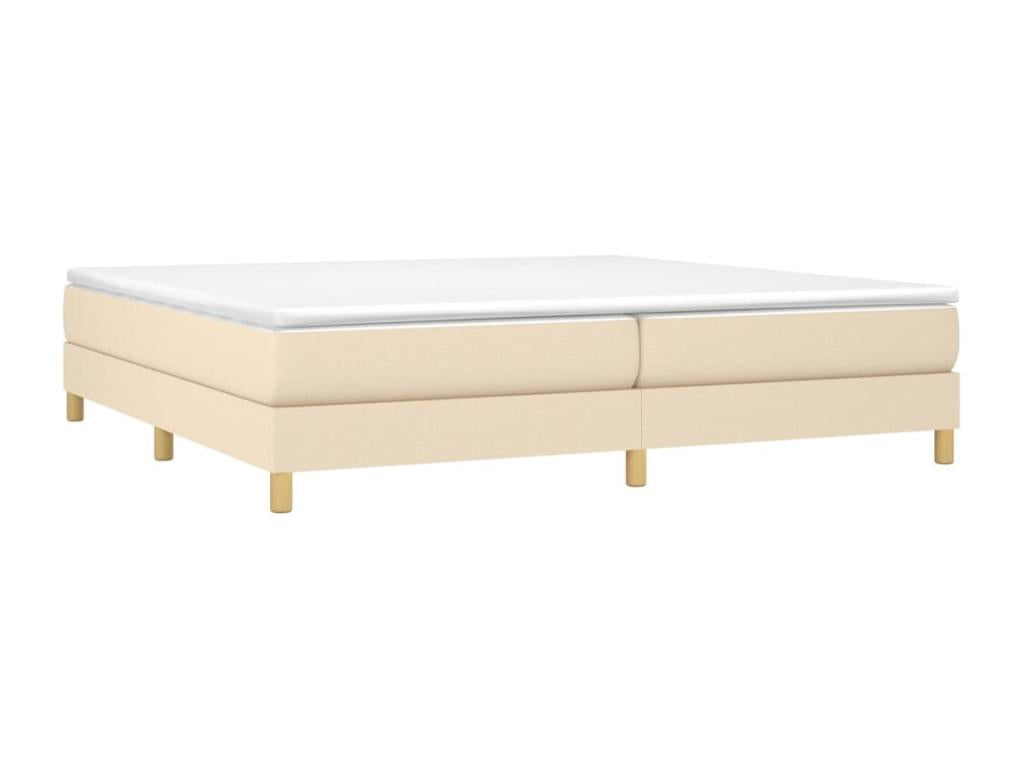 Upholstered bed base with mattress, Cream, 200x200 cm, Fabric 09784NFXK
