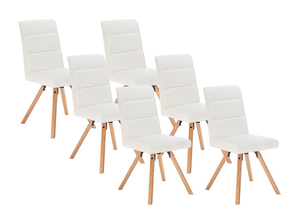 Set of 6 chairs in faux leather and rubberwood - White - Nidchicshop 09112KEZR