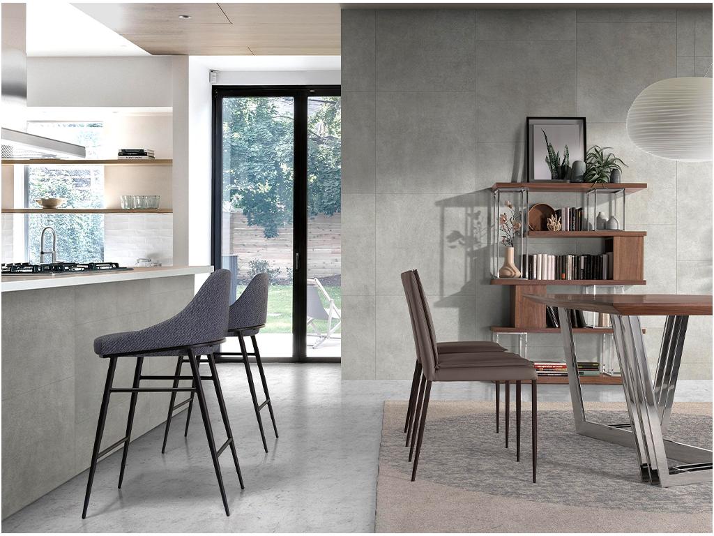 High chair in grey fabric with black steel legs, Nidchicshop - set of 2 - Color Nidchicshop 02 Cream 85299OAAG