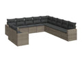 11-piece garden furniture set with grey resin wicker cushions 05484JLFY