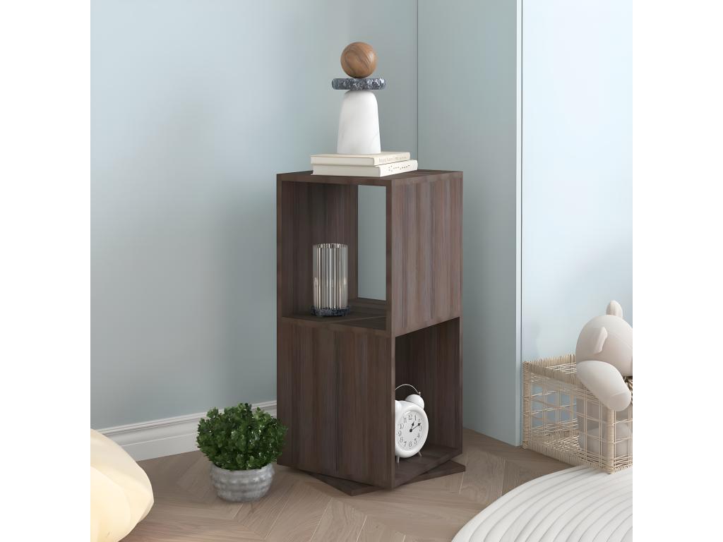 Rotating cabinet, grey and oak, 34.5x34.5x75.5 cm, chipboard, 26751OLJZ