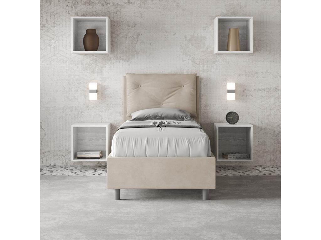 Upholstered bed without slatted base 80x210 in sand microfiber Nidchicshop 03767VZOW