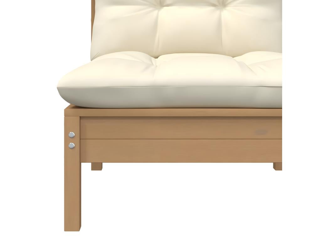 2-seater garden sofa and cream cushions, solid pine wood 57287IFUC