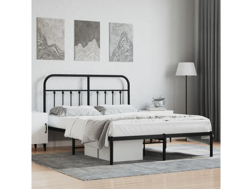 Metal bed frame without mattress, with black headboard, 135x190cm, 40429ILKZ