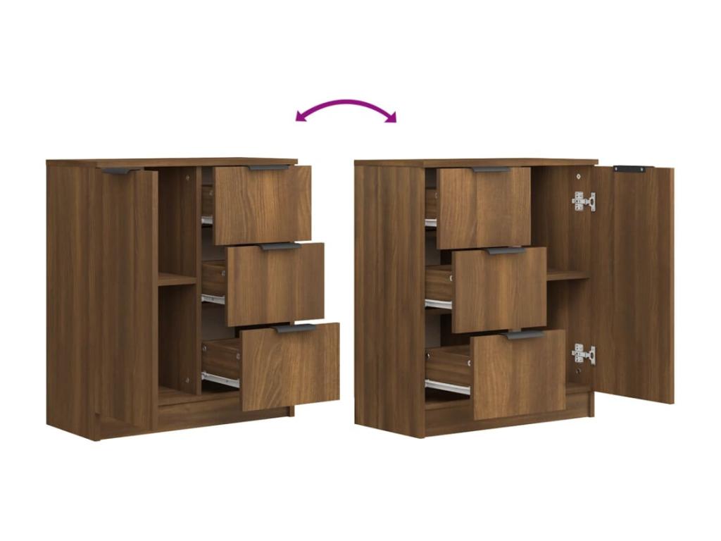 2-piece sideboard set, brown oak, 60x30x70 cm, engineered wood, 12776GGNA