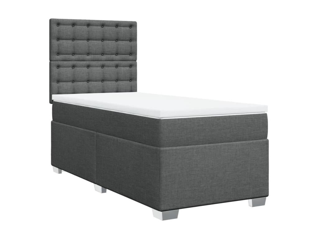 Calmetop bed base and mattress, dark grey, 90x190 cm, fabric, 97715KTNY