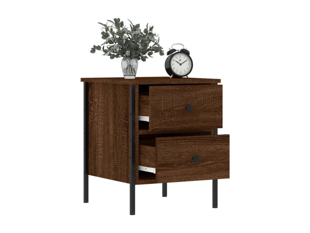 2-piece bedside tables, brown oak, 40x42x50cm, engineered wood, 46729UCGH