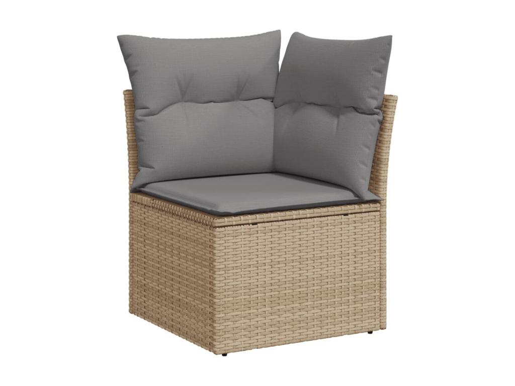 6-piece garden furniture set with cushions, beige wicker resin, 72248AMAC
