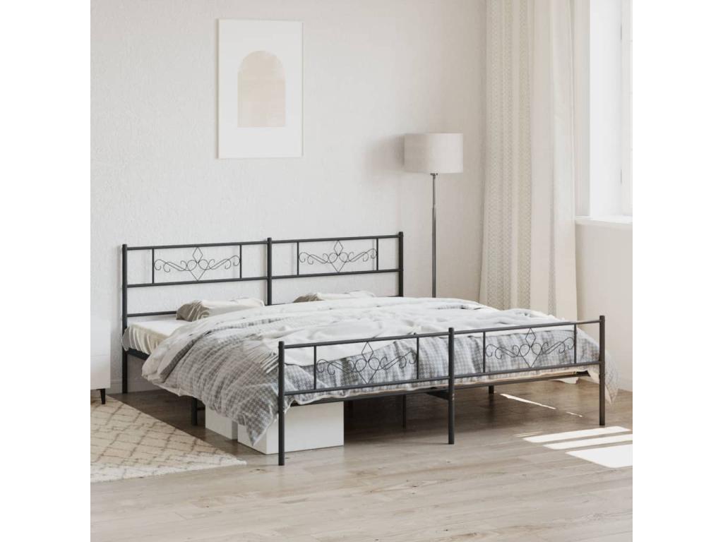 Metal bed frame without mattress with black bed legs 180x200cm 92390XPAE