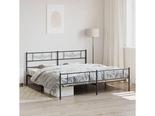 Metal bed frame without mattress with black bed legs 180x200cm 92390XPAE