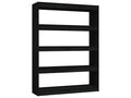 Black Room Divider/Bookcase 100x30x135.5 Solid Pine 87459ELXM