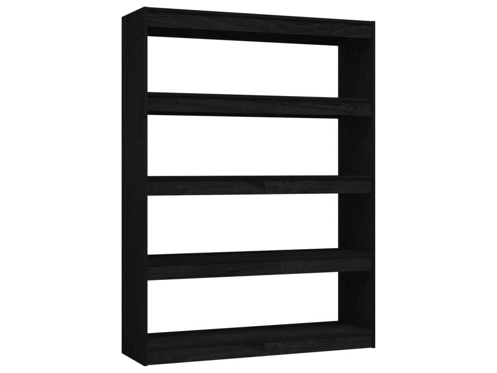 Black Room Divider/Bookcase 100x30x135.5 Solid Pine 87459ELXM