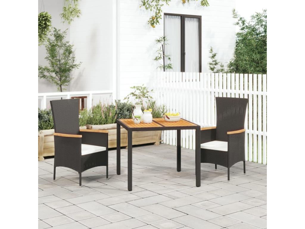 3-Piece Garden Dining Set with Cushions, Black 50656WYAV