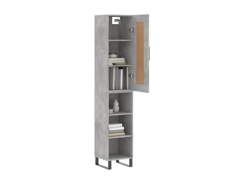 Highboard, Concrete Grey, 34.5x34x180 cm, Engineered Wood, 88092AQYQ