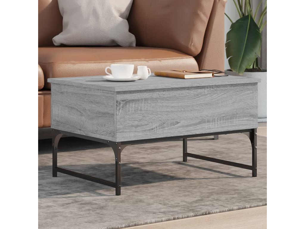Nidchicshop coffee table, grey, 70x50x40 cm, engineered wood and metal, 76911TBDD