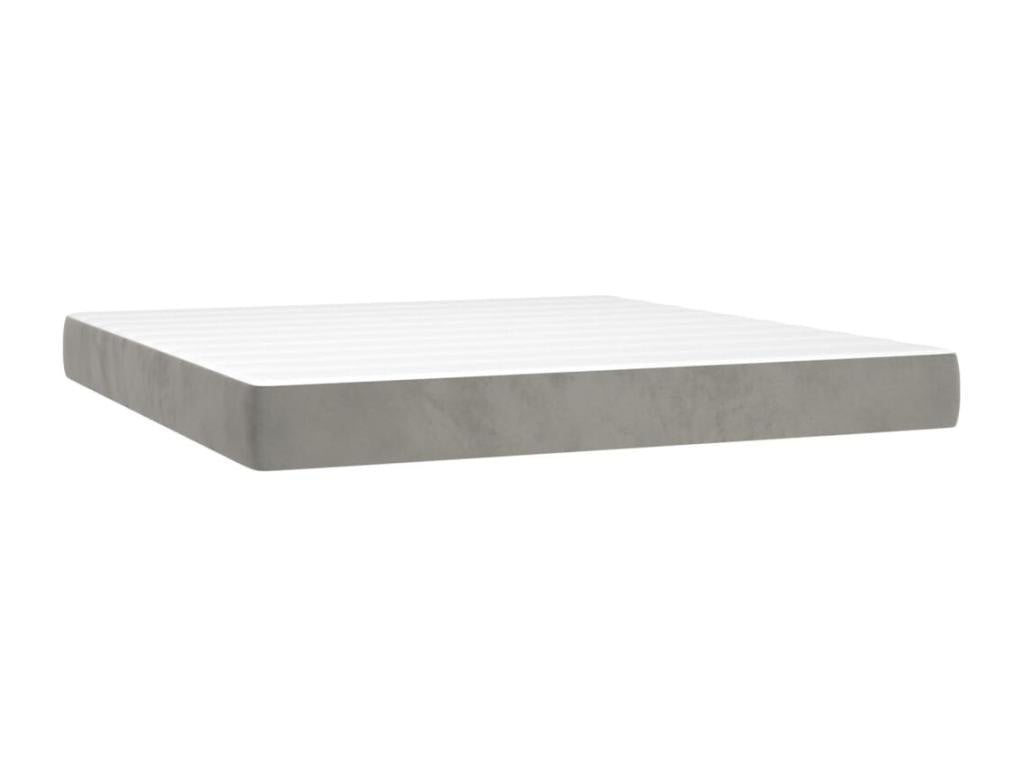 Upholstered bed base and mattress, light grey, 160x200cm, velvet, 67528JHTS