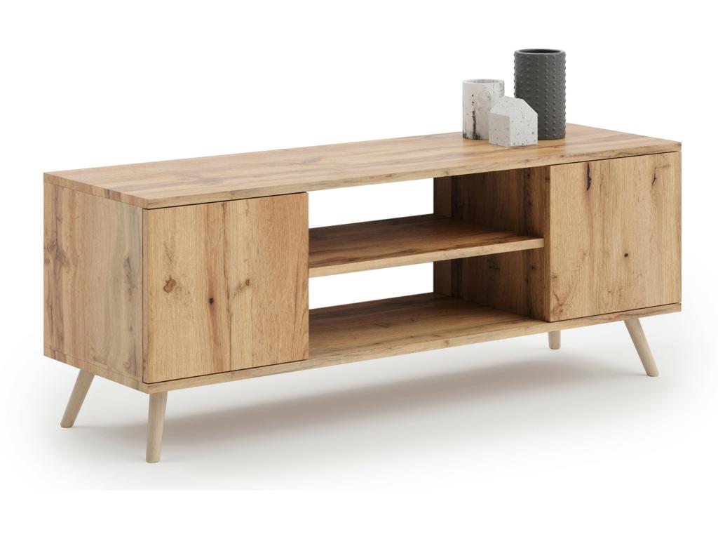 Nidchicshop TV stand in golden oak with wooden legs, Scandinavian style, 83936YASQ