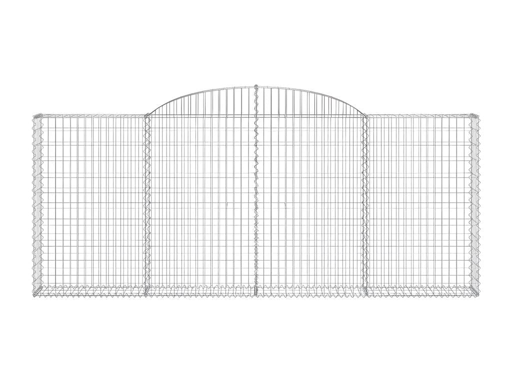 7-piece arched gabion baskets, 300x30x120/140 cm, galvanized iron, 41940TNTM