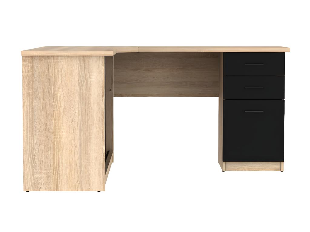 Nidchicshop Corner Desk - 2 Doors / 2 Drawers - Oak and Black 54298PLFI