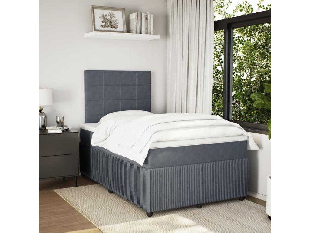 Nidchicshop bed base and mattress, Dark Grey 120x200cm Velvet 75871WRFE