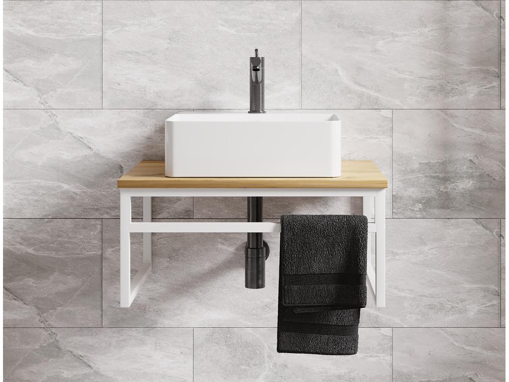 Nidchicshop 2-piece bathroom vanity unit and sink set, wood and metal, industrial style, Nidchicshop white/honey oak 90928TJPB