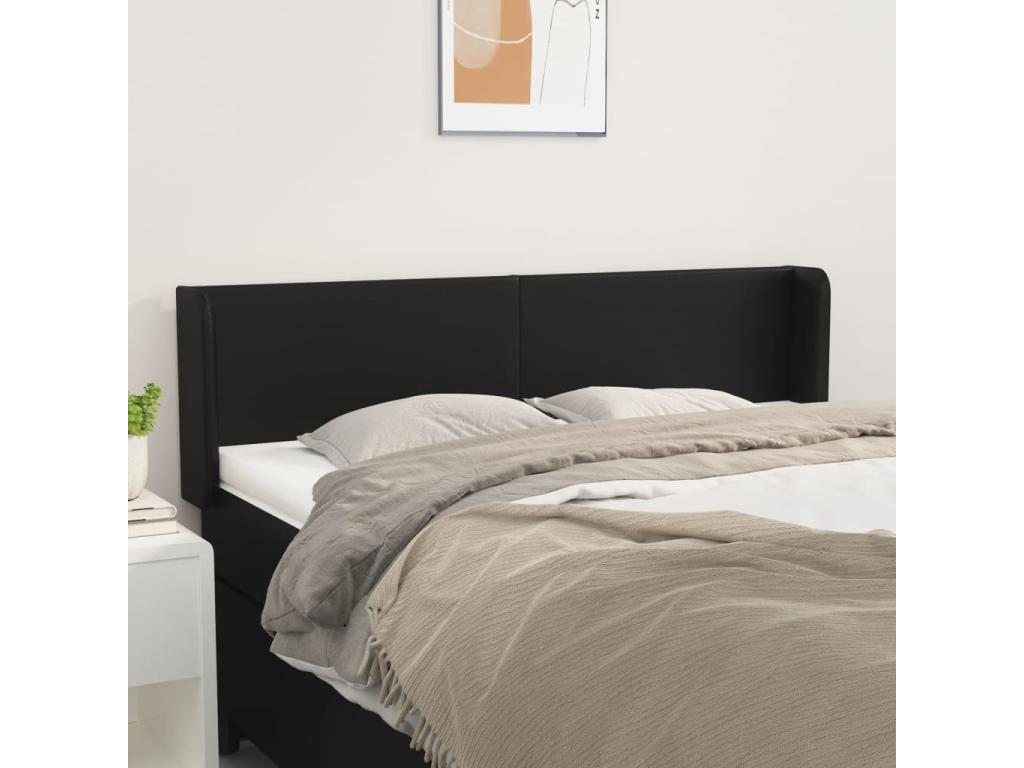 Headboard with wings, black, 147x16x78/88 cm, faux leather, 27491AHGE