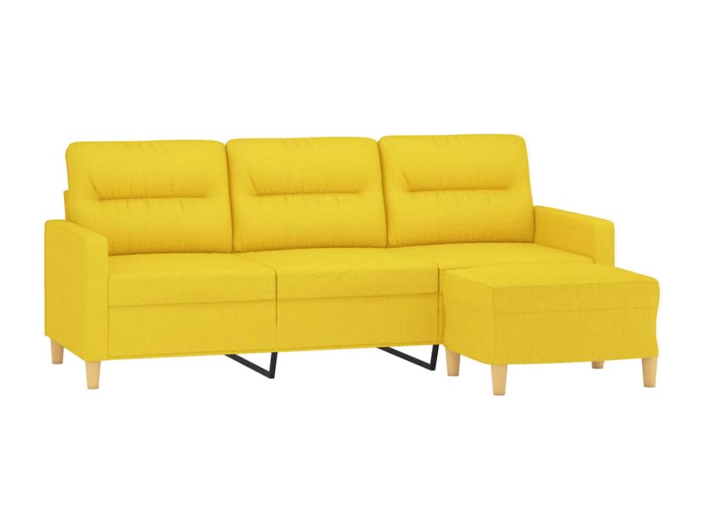3-seater sofa with footrest, light yellow, 180 cm, fabric, 26956MGBZ